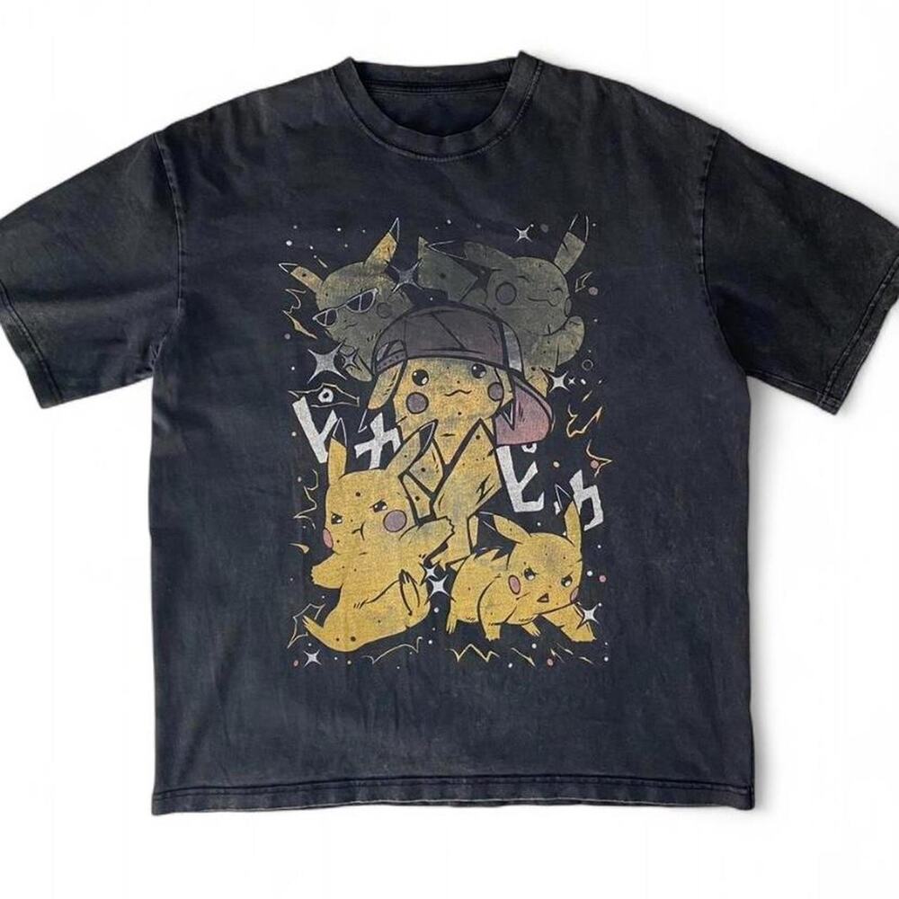 Pokémon By Loiter Black Wash Heavyweight Pikachu T-shirt Men's Size M